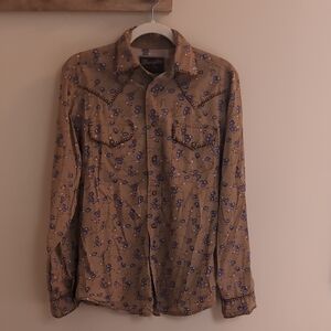 Wrangler Retro Tan and Blue Floral Shirt
